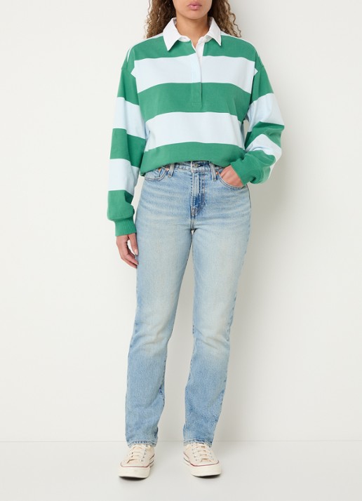 Levi's Regular fit polo met streepprint - voorkant 3 groen