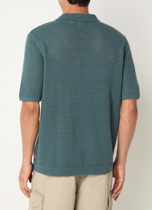 Levi's Regular fit polo met V-hals - achterkant 4 staalblauw