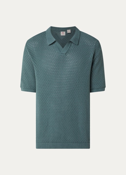 Levi's Regular fit polo met V-hals - voorkant staalblauw