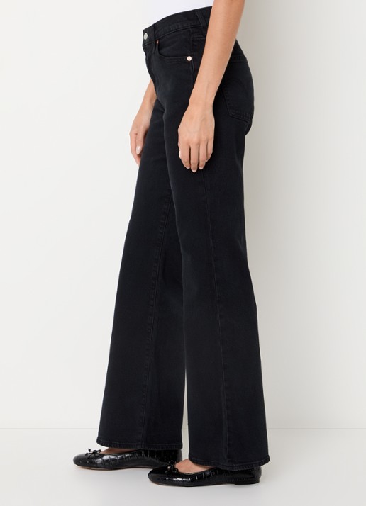 Levi's Ribcage high waist flared jeans met gekleurde wassing - detail 4 zwart