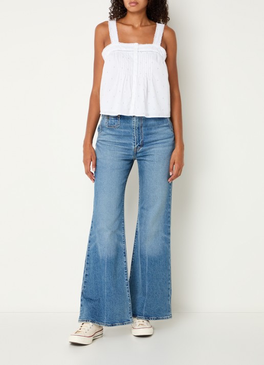 Levi's Ribcage high waist flared jeans met lichte wassing - voorkant 5 indigo