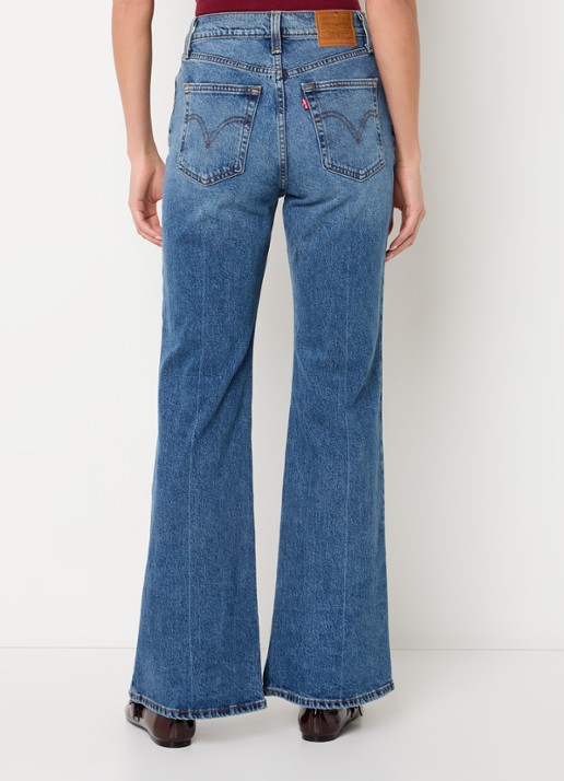 Levi's Ribcage high waist flared jeans met lichte wassing - achterkant 3 indigo