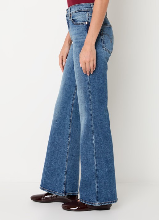 Levi's Ribcage high waist flared jeans met lichte wassing - detail 5 indigo