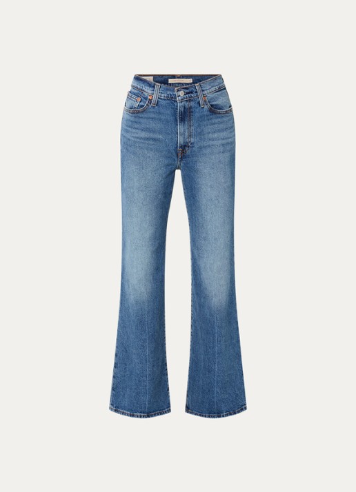 Levi's Ribcage high waist flared jeans met lichte wassing - voorkant indigo