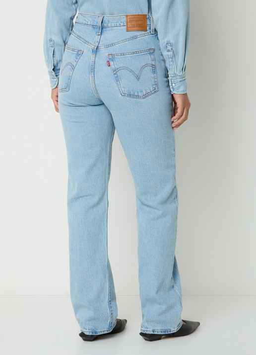 Levi's Ribcage high waist slim fit jeans met lichte wassing - achterkant 5 indigo