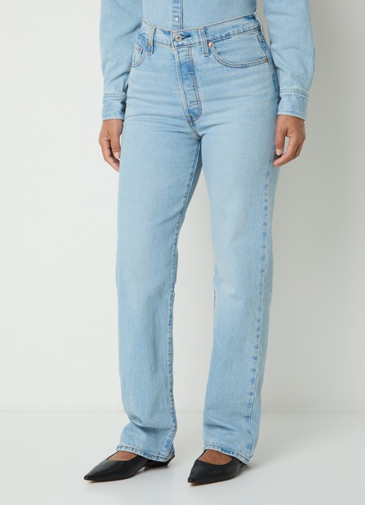 Levi's Ribcage high waist slim fit jeans met lichte wassing