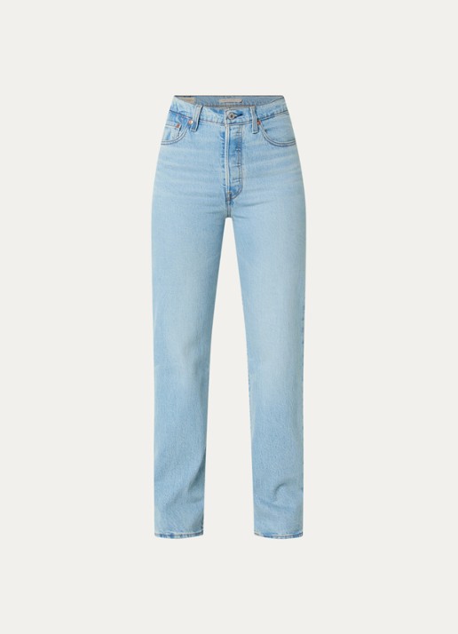 Levi's Ribcage high waist slim fit jeans met lichte wassing - voorkant indigo