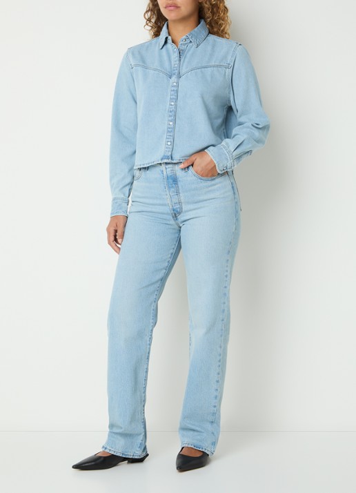 Levi's Ribcage high waist slim fit jeans met lichte wassing - voorkant 2 indigo