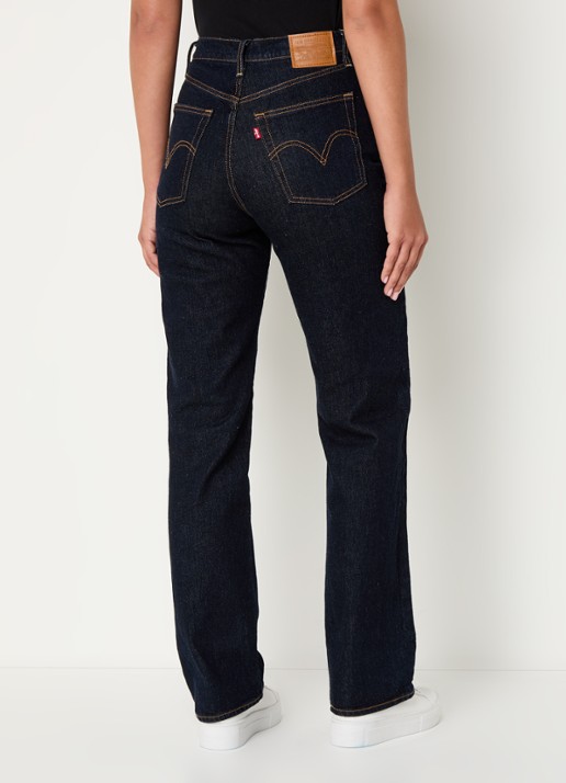 Levi's Ribcage high waist straight leg jeans met donkere wassing  - achterkant indigo