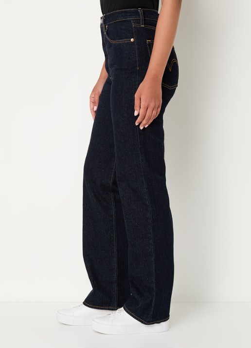 Levi's Ribcage high waist straight leg jeans met donkere wassing  - detail 3 indigo