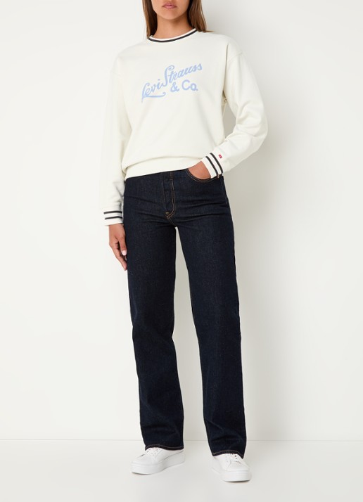 Levi's Ribcage high waist straight leg jeans met donkere wassing  - voorkant 5 indigo