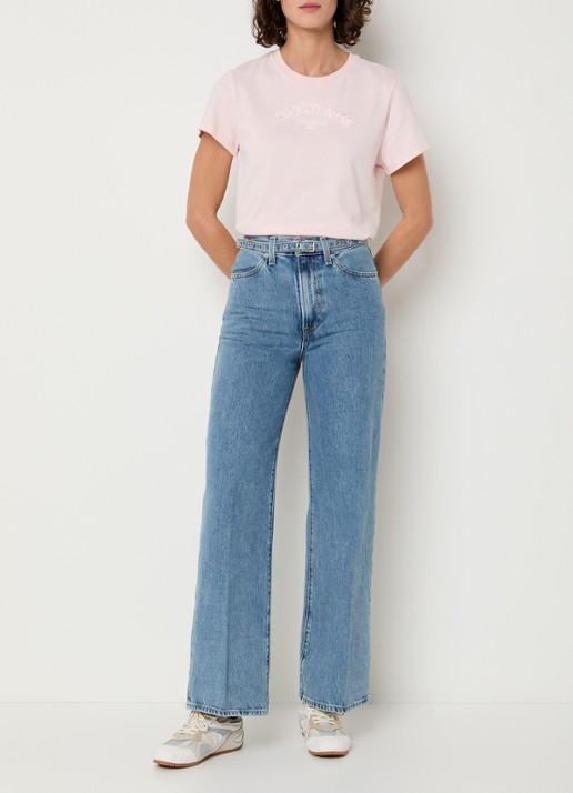 Levi's Ribcage high waist wide jeans met medium wassing - voorkant 2 indigo