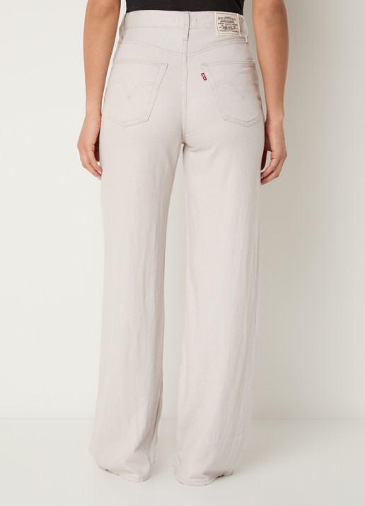 Levi's Ribcage high waist wide leg jeans in linnenblend - achterkant lichtgrijs