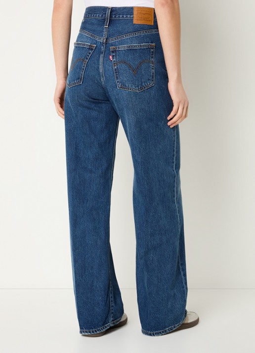 Levi's Ribcage high waist wide leg jeans met steekzakken - achterkant 5 indigo