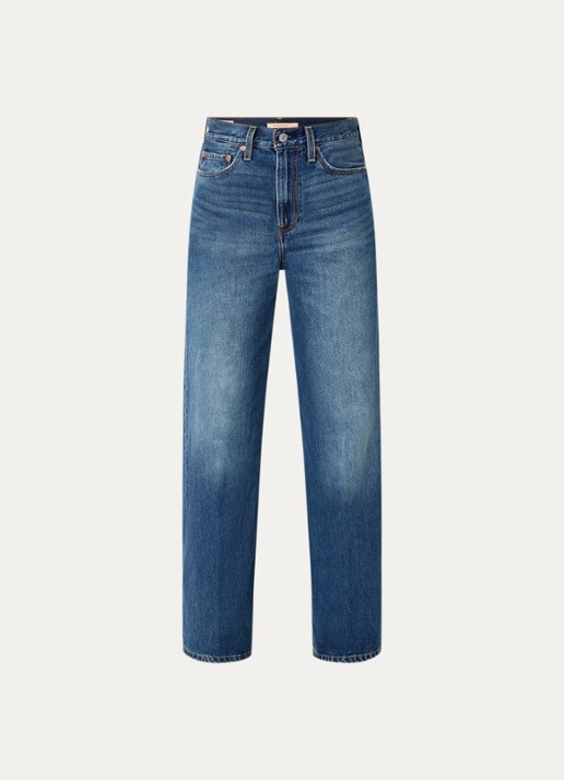 Levi's Ribcage high waist wide leg jeans met steekzakken - voorkant indigo