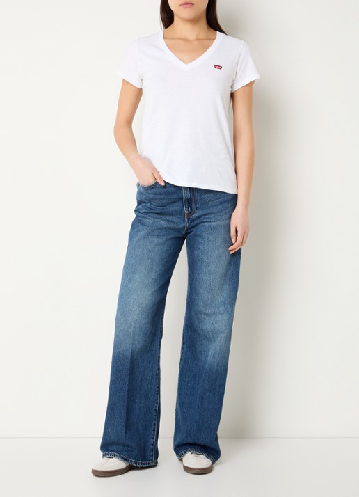 Levi's Ribcage high waist wide leg jeans met steekzakken - voorkant 2 indigo