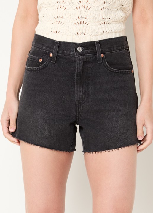 Levi's Ribcage mid waist slim fit korte broek van denim met gekleurde wassing