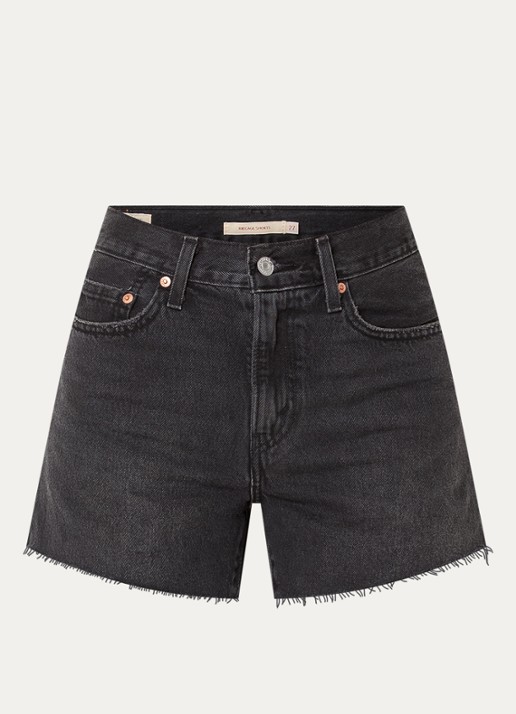 Levi's Ribcage mid waist slim fit korte broek van denim met gekleurde wassing - voorkant 3 zwart