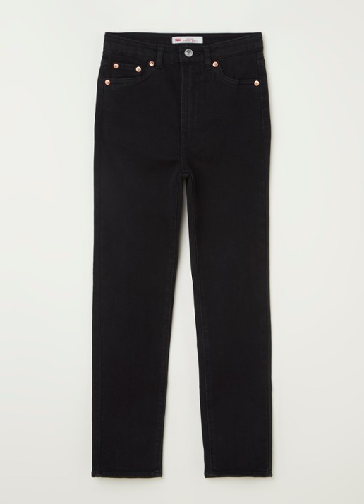 Levi's Ribcage straight leg jeans met stretch - voorkant zwart