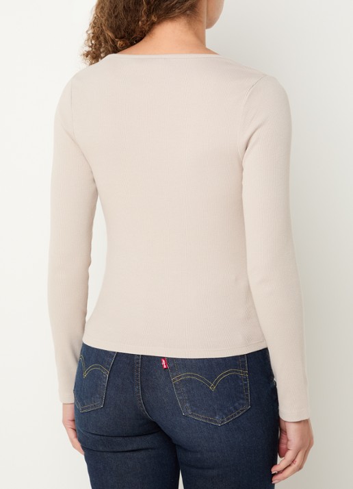 Levi's Ribgebreide longsleeve met rechthoekige hals - achterkant 4 zand
