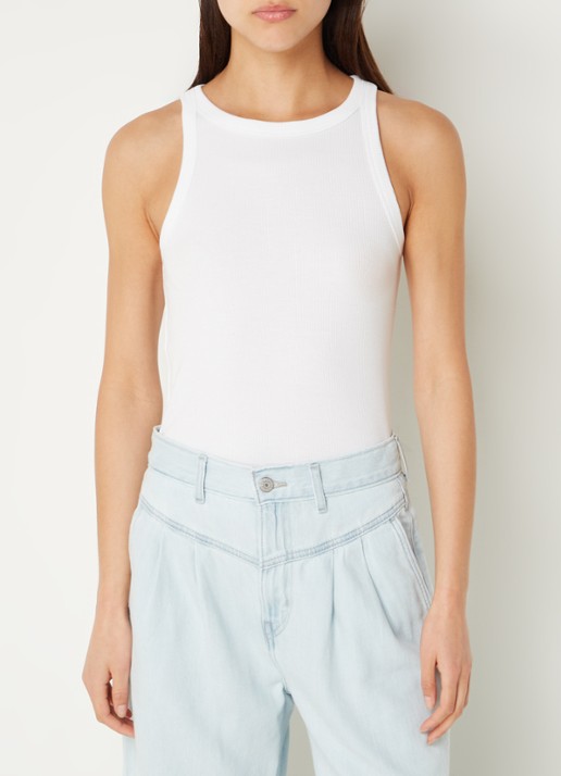 Levi's Ribgebreide tanktop met stretch - detail wit