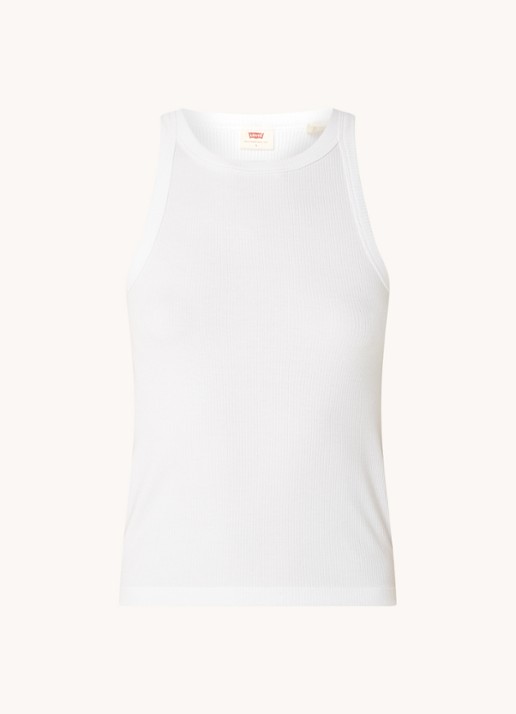 Levi's Ribgebreide tanktop met stretch - voorkant 2 wit