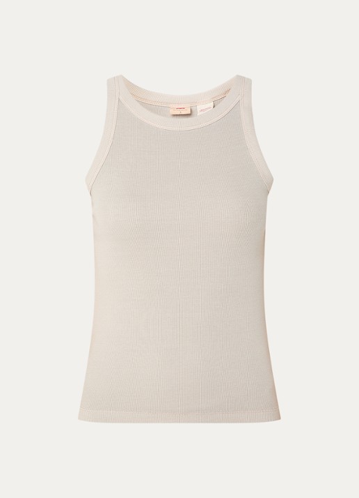 Levi's Ribgebreide tanktop met stretch  - voorkant donkerbeige