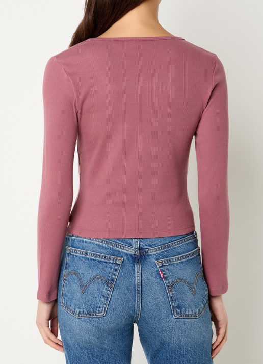 Levi's Ribgebreide top met rechthoekige hals - achterkant zalmroze