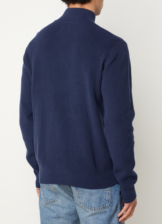 Levi's Ribgebreide trui met halve rits - achterkant donkerblauw