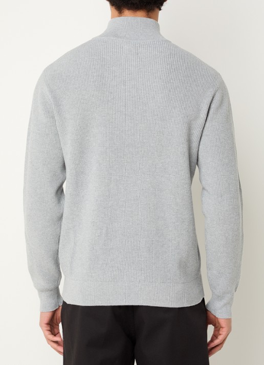 Levi's Ribgebreide trui met halve rits - achterkant lichtgrijs