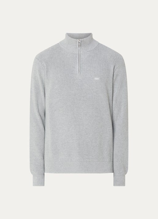 Levi's Ribgebreide trui met halve rits - voorkant 3 lichtgrijs