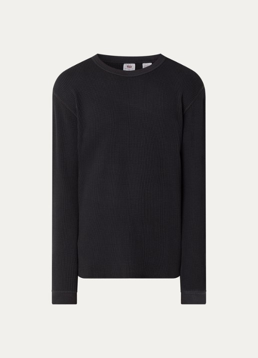 Levi's Ribgebreide trui met logo - voorkant zwart