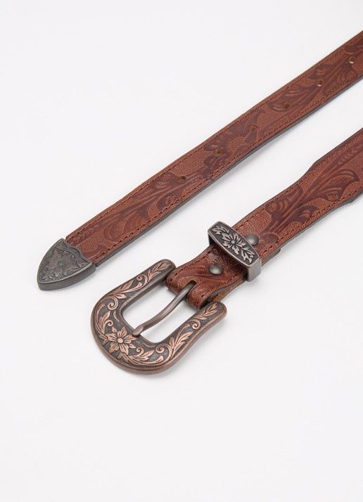 Levi's Rodeo riem van leer - detail donkerbruin