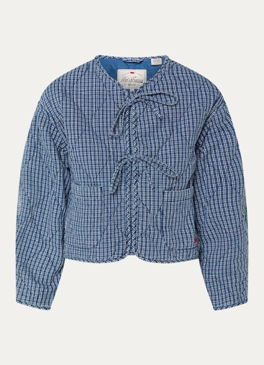 Levi's Rue Liner jack met quilt patroon en ruitdessin - voorkant 2 donkerblauw