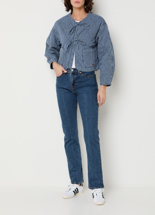 Levi's Rue Liner jack met quilt patroon en ruitdessin - voorkant 3 donkerblauw