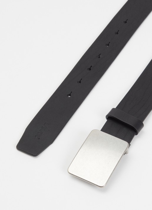 Levi's Ryder Plaque riem van leer - detail 2 zwart