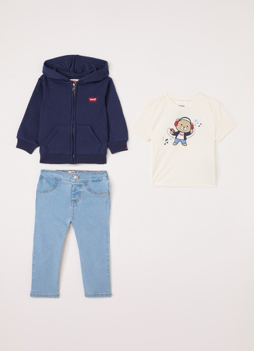 Levi's Set van sweatvest met jeans en T-shirt 3-delig