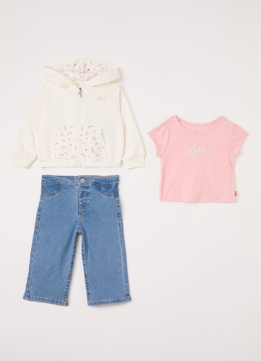 Levi's Set van sweatvest met jeans en T-shirt 3-delig