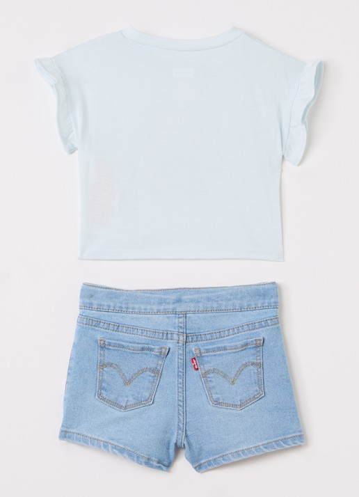 Levi's Set van T-shirt met korte broek 2-delig - voorkant 2 blauw