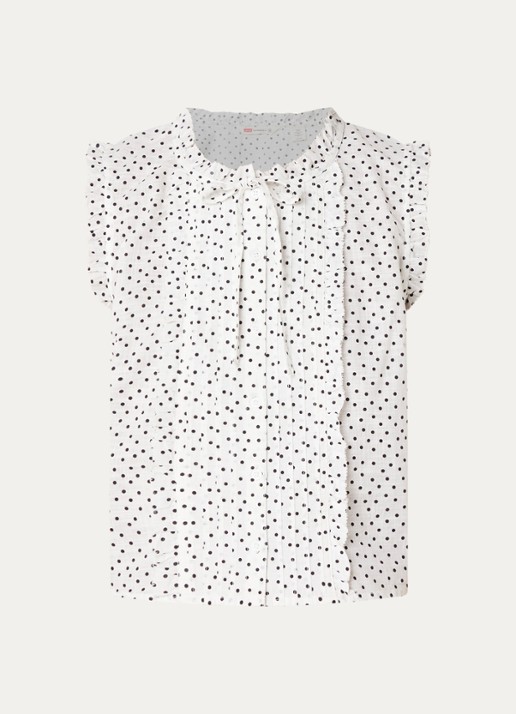Levi's Shelby blouse met stippenprint - voorkant beige