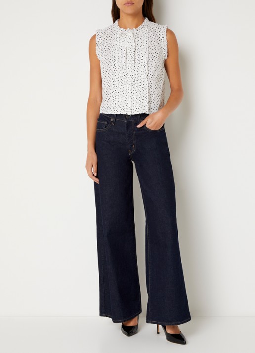 Levi's Shelby blouse met stippenprint - voorkant 2 beige