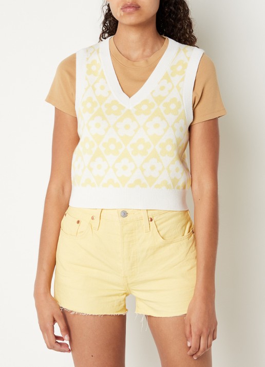 Levi's Shelly cropped fijngebreide spencer in wolblend  - detail 2 lichtgeel