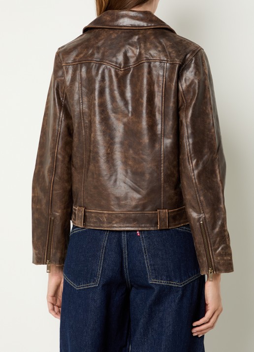 Levi's Shita bikerjack van schapenleer - achterkant 4 donkerbruin