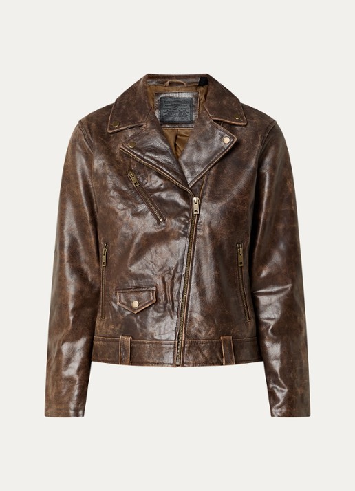 Levi's Shita bikerjack van schapenleer - voorkant donkerbruin