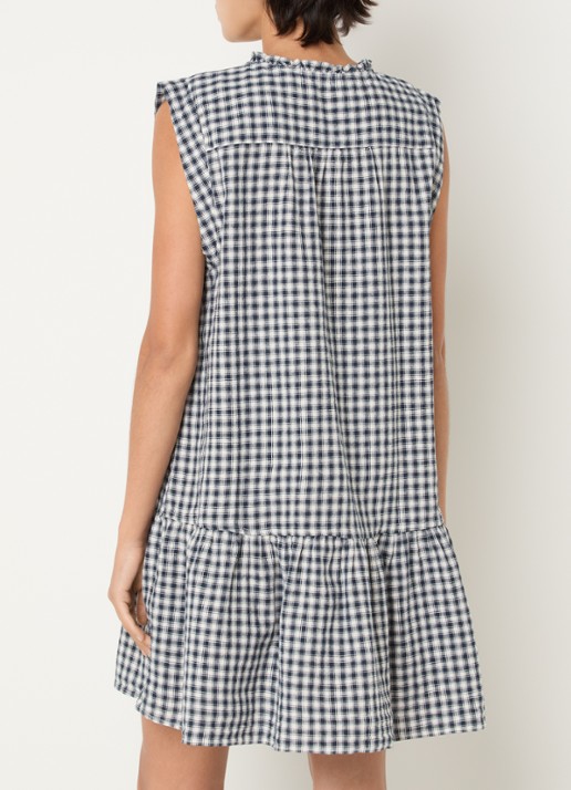 Levi's Solara mini blousejurk met ruitdessin - achterkant 4 donkerblauw