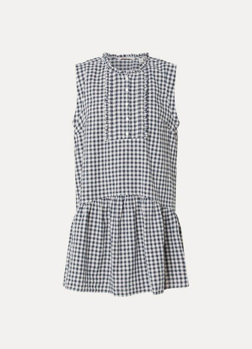 Levi's Solara mini blousejurk met ruitdessin - voorkant donkerblauw