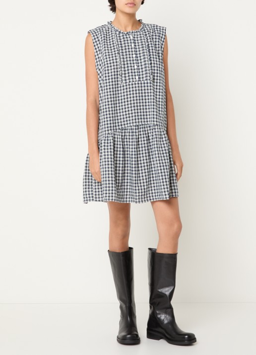 Levi's Solara mini blousejurk met ruitdessin - voorkant 2 donkerblauw