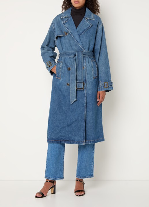 Levi's Spade double-breasted trenchcoat van denim met strikceintuur