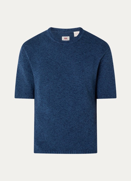 Levi's Stinson fijngebreide pullover in linnenblend - voorkant 3 donkerblauw