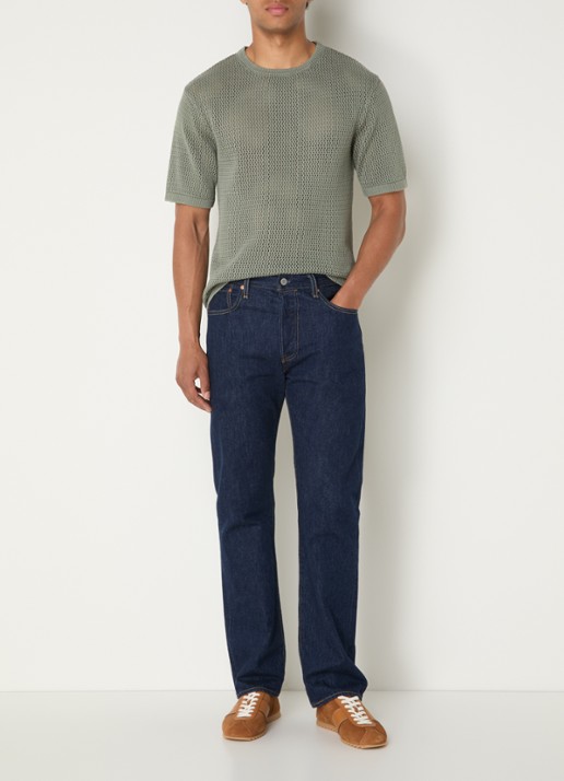 Levi's Stinson T-shirt met opengewerkt dessin - voorkant 4 olijfgroen